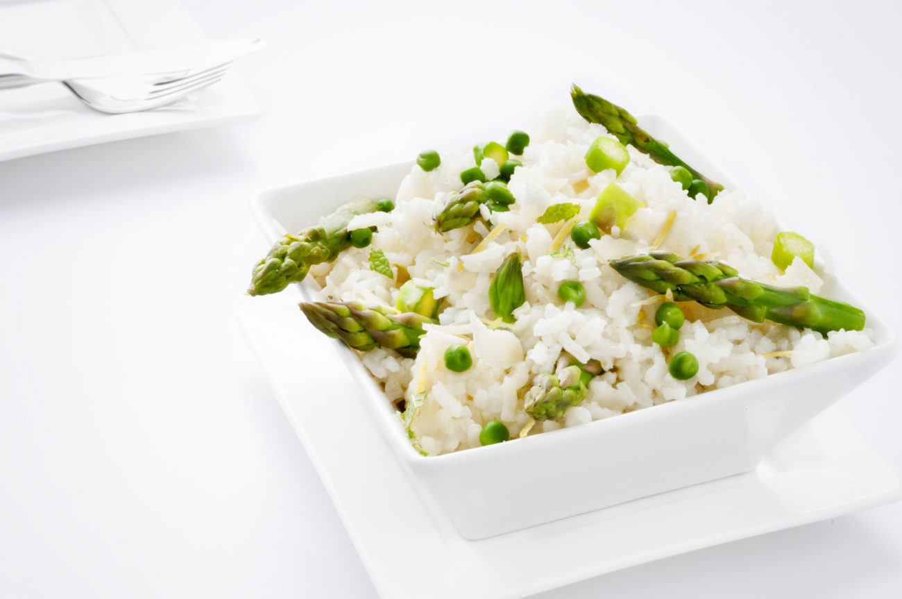 Groene asperges risotto